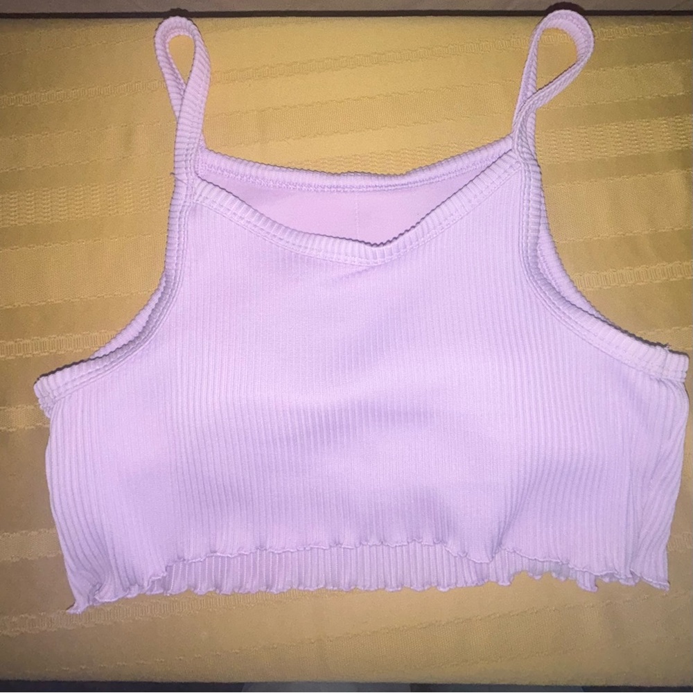 Hollister Purple Ribbed Cropped Swim Tank Top - Picture 2 of 3